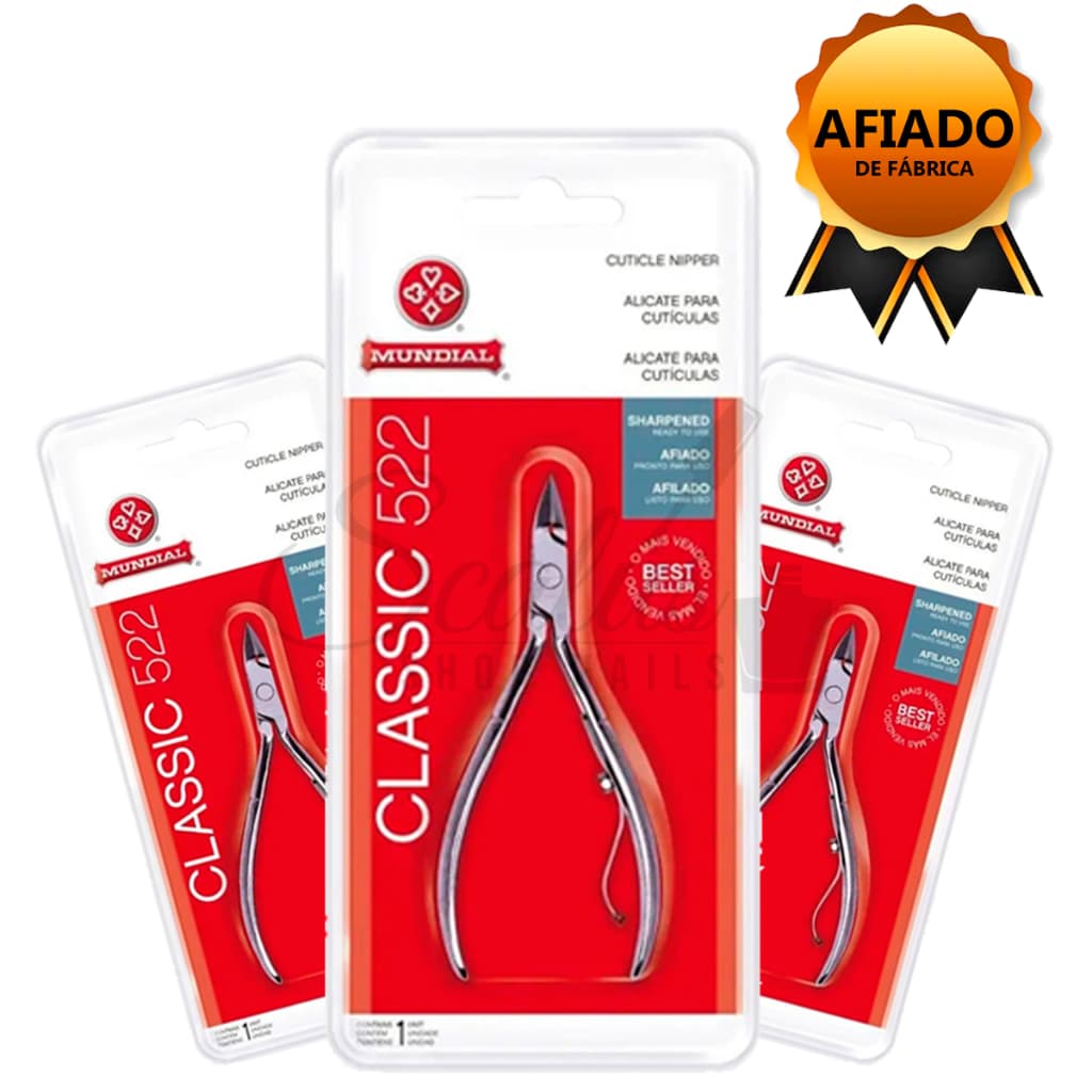Kit 3 Alicates Cutícula 522 Mundial Classic Unha