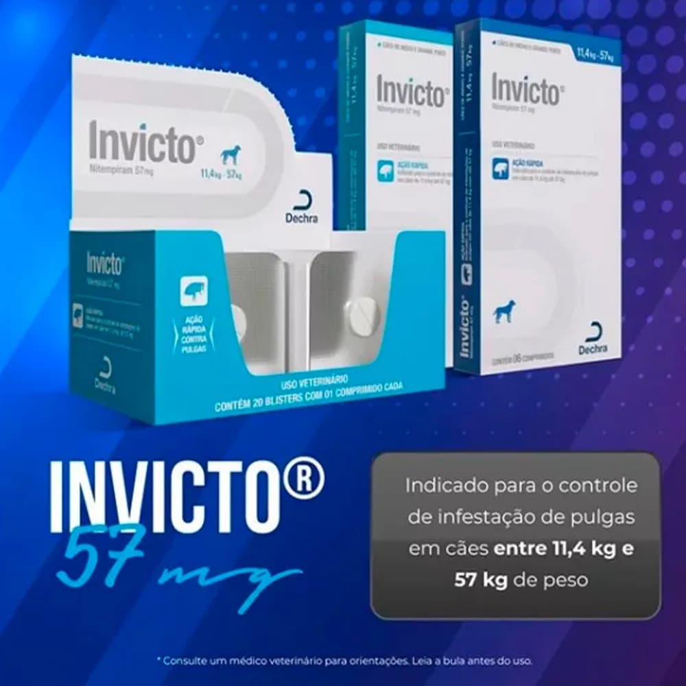 Invicto 57mg Remédio para Pulga e Alívio da Coceira Antipulgas para Cachorro