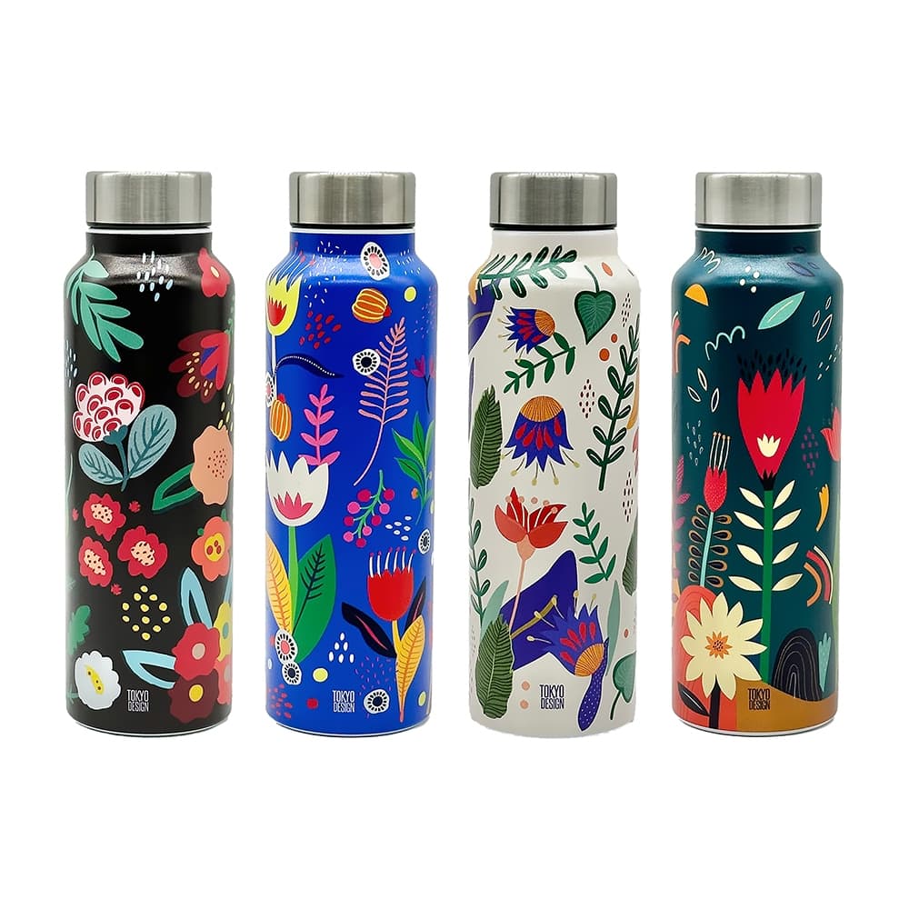 Garrafa de Água Inox 800ml Floral e Lisas
