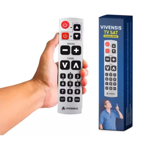 Controle Remoto Sênior P/ Receptor Vivensis VX10 Original Teclas Grandes