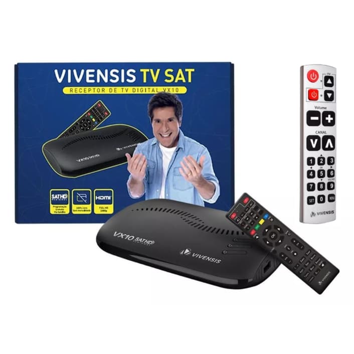 Receptor Digital Vivensis VX10 Sat Regional HD + Contole Remoto Sênior