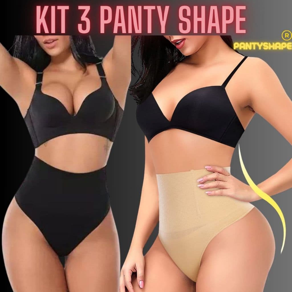 KIT 3 Calcinha PantyShape Barbatana Segura Barriga Cos Cintura  Alta Envio Nacional