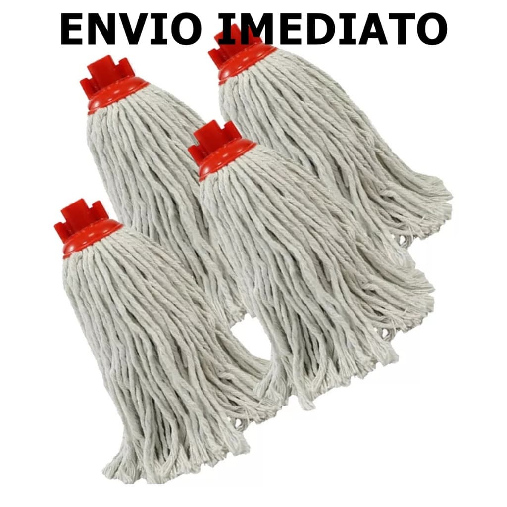 Refil Mop Esfregão Úmido Rosca Universal Algodão Kit Com 4 - O MAIS BARATO