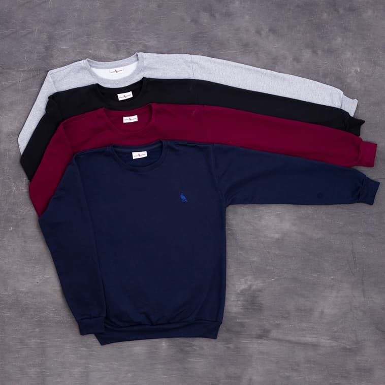 Moletom sem capuz Masculina gola redonda premium Blusa de frio Agasalho liso peluciado inverno Suéteres