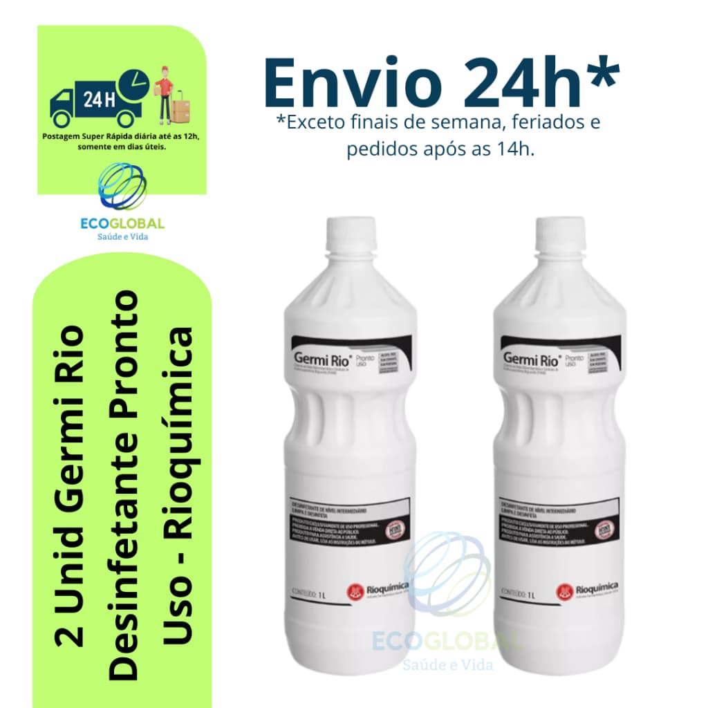 Desinfetante Germicida Germi Rio 1L Limpeza de Superfícies Kit 2 Un Rioquímica