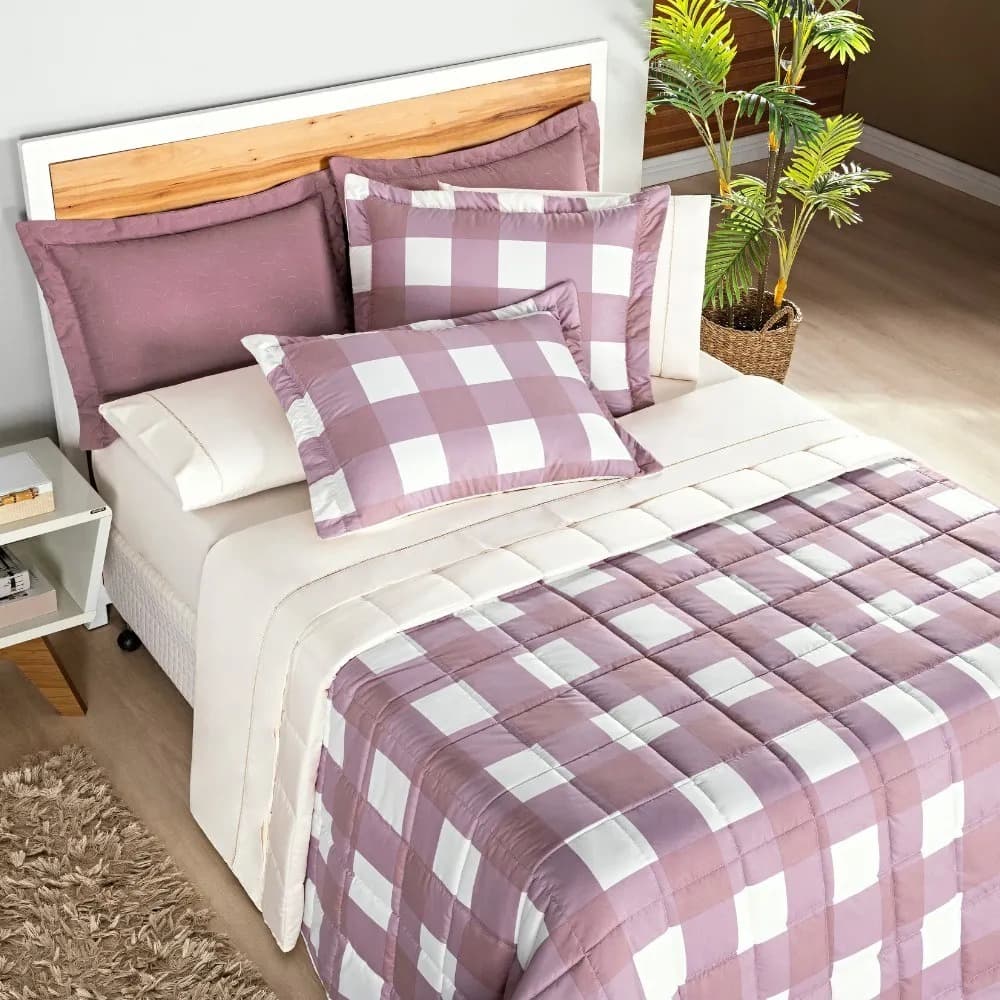 Cobre Leito Dolce Vita Micropercal 200 Fios Kit Cama Completo Solteiro 2 Pças Casal Queen e King 3 Peças Cleen