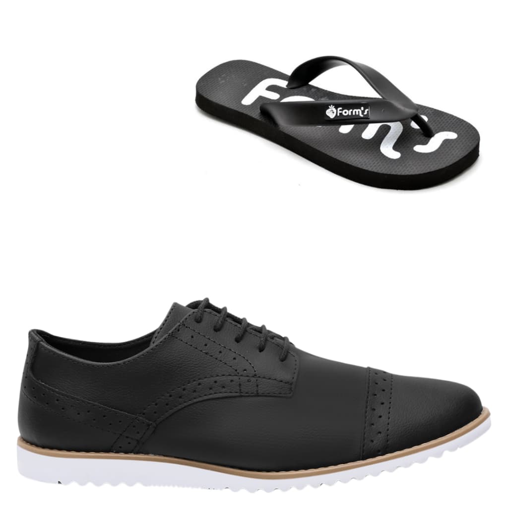 Kit Sapatenis Masculino Oxford Mocassim + Chinelo Confortável Casual Barato