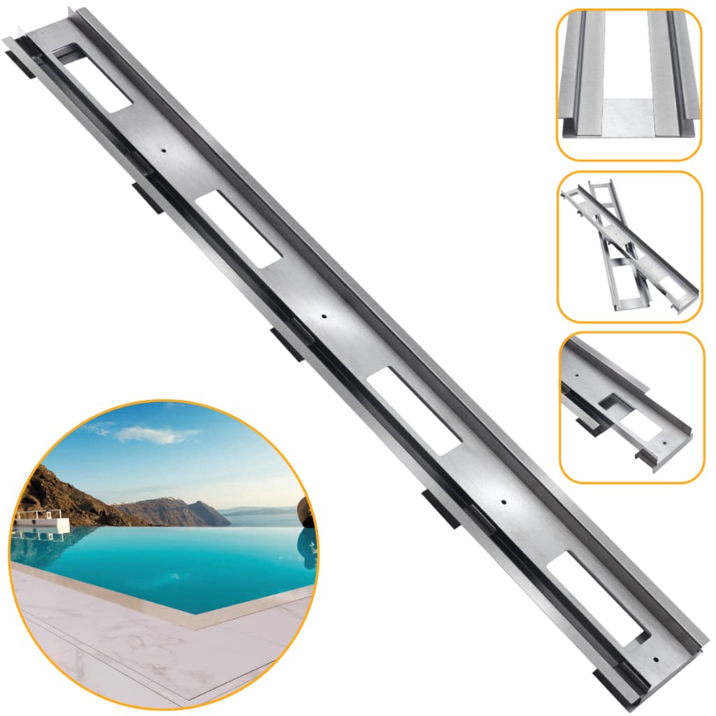Ralo Linear Oculto 1000mm X 100mm Invisível Inox 304 Piscina