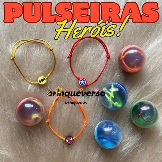 10/40 UN Pulseiras Heróis. Infantil ajustável. Produto novo em Cápsula