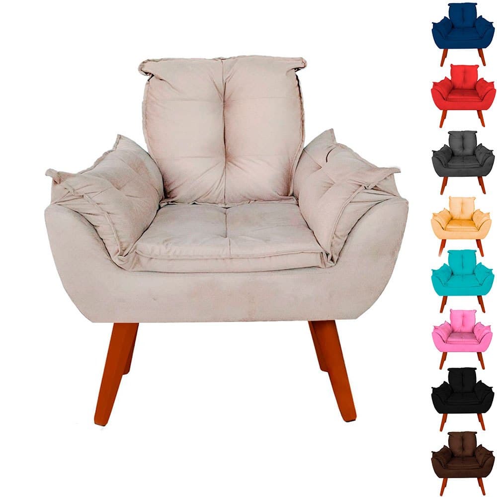 Poltrona Cadeira Opala Suede Varias Cores Pés Palitos Para Recepções Escritório e Sala