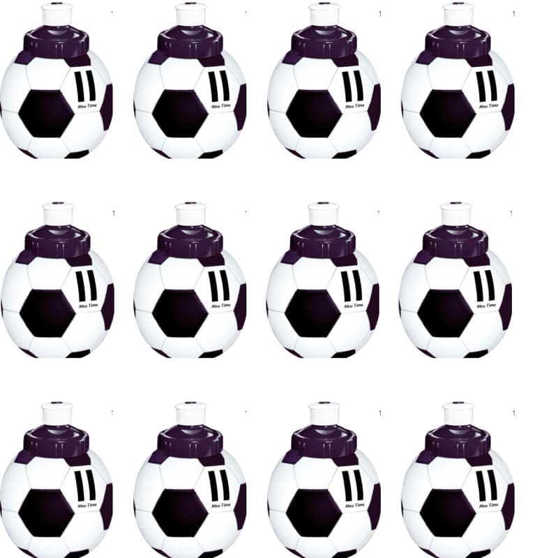 Garrafa Squeeze Bola Time Preto E Branco Injetemp - Kit 12 Copos
