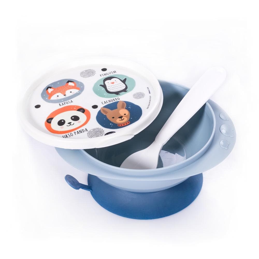 Tigela Com Ventosa Baby Papinha 240 ml Ventosa Com Colher Refeição Bebê com Tampa Alimentação Pratinho Infantil