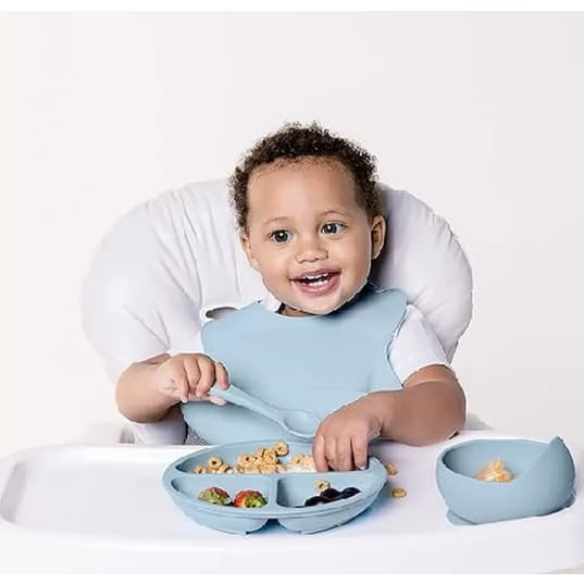 Prato Com Ventosa Em Silicone Criança Macio luxo material Premium 3 divisórias Bebê