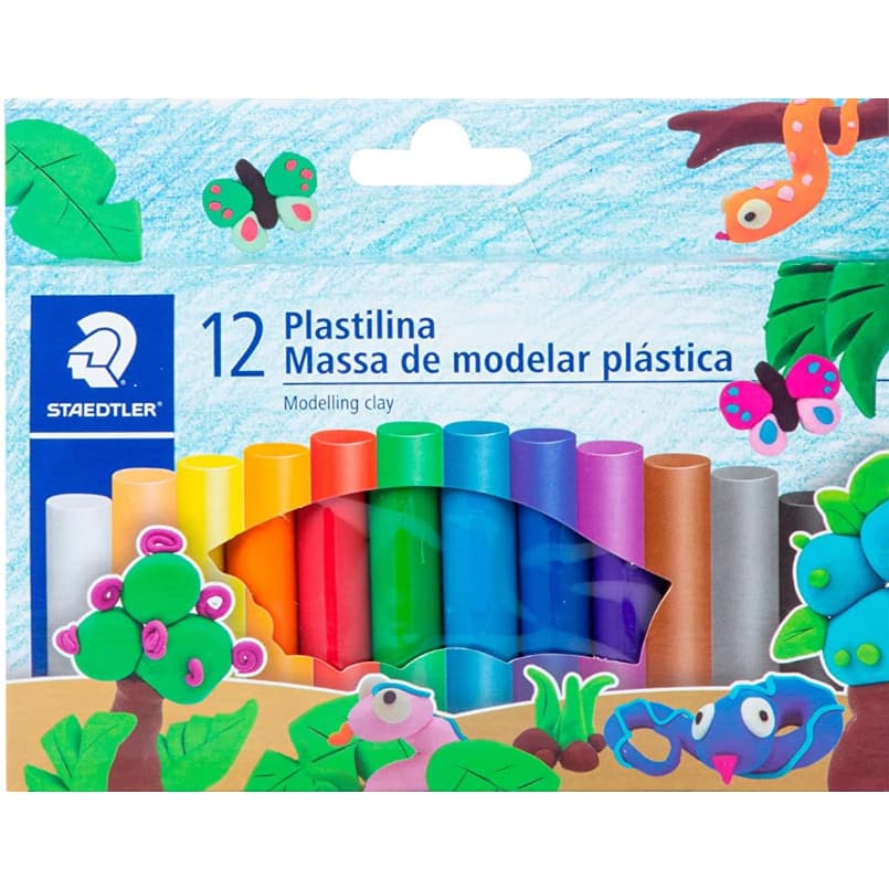 Massinha De Modelar Plástica Staedtler Plastilina 12 Cores Cor Variadas