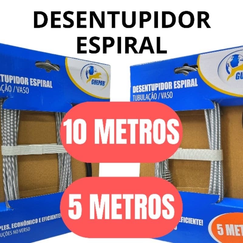 Desentupidor espiral tufão 5m 5 metros e 10m 10 metros de vaso sanitário pia ralo tanque cozinha esgoto pias e ralos