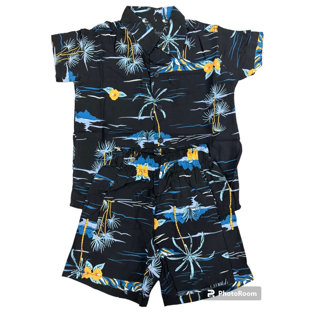 Conjunto Camisa e Bermuda Infantil Floral Mauricinho Blogueiro Florido Havaiano Estampado Floralecidos 100% viscore15-19