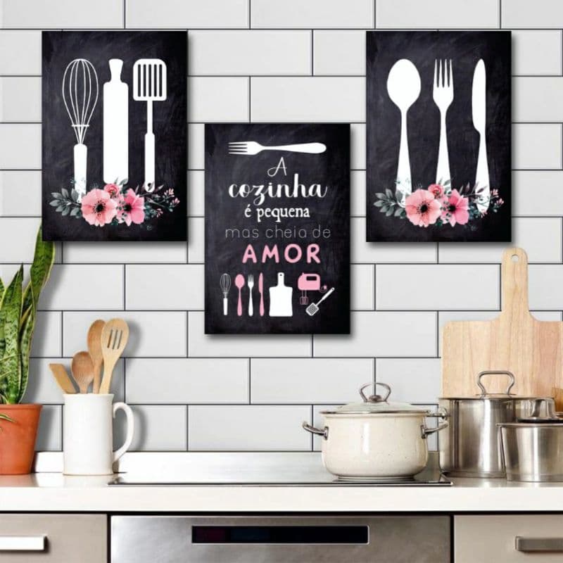 Quadros Decorativos para Cozinha Aréa Gourmet,Acozinha é pequena mas cheia de amor