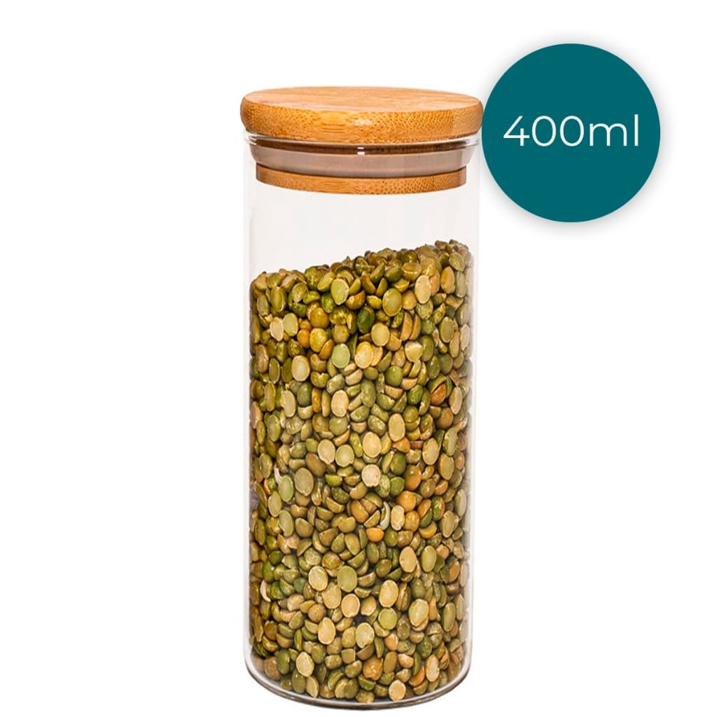 Pote Hermético 400ml Mantimentos Redondo Com Tampa Bambu