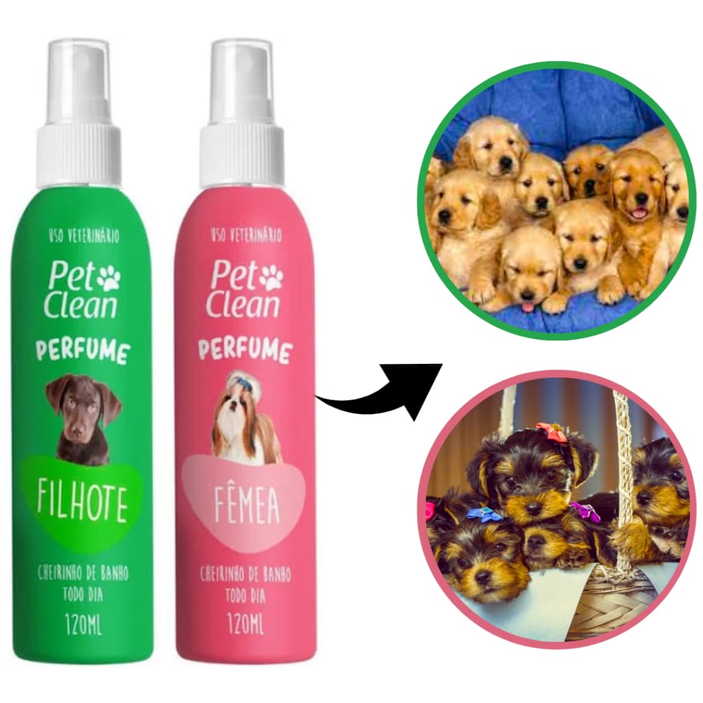 Perfume Para Cães Cachorro Pet Gato Pet Clean 120ml Filhote Fêmea