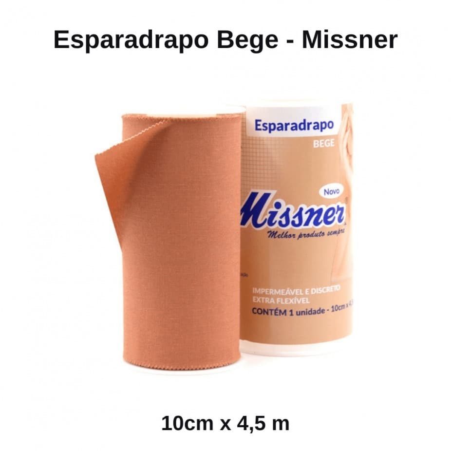 Esparadrapo Impermeável Fita Cirúrgica 100% Algodão bege 10cm x 4,5m Missner