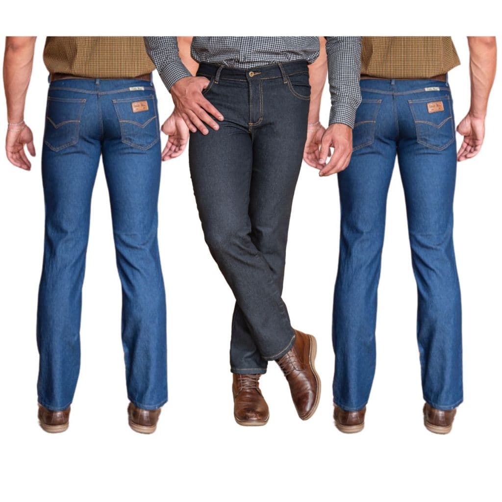 Kit com 3 Calças Jeans Masculina Lycra Básica Trabalho Serviço Ref: 916