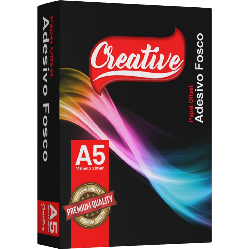 100 Folhas Papel Offset Adesivas A5 210x148mm fosco (meia folha do A4)