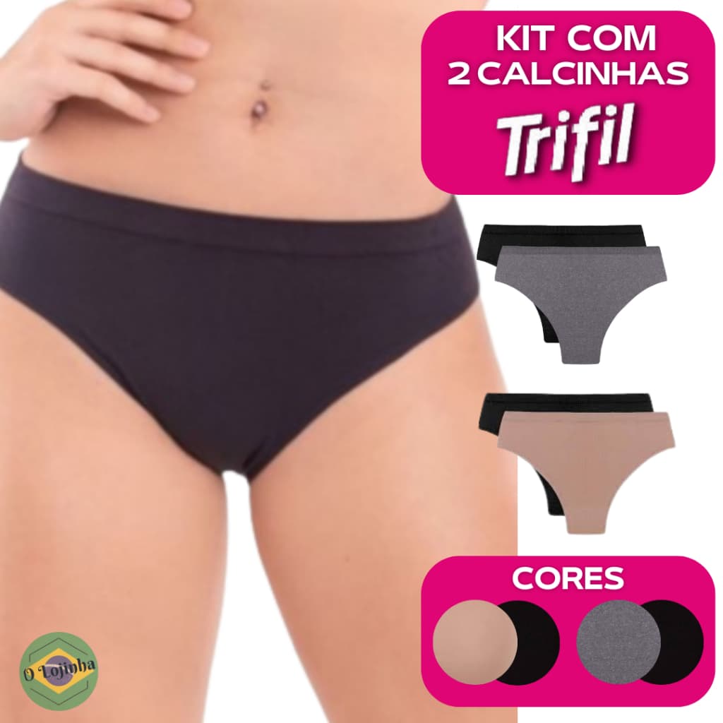 Calcinha Cós Alto em Microfibra Kit C/2 Trifil