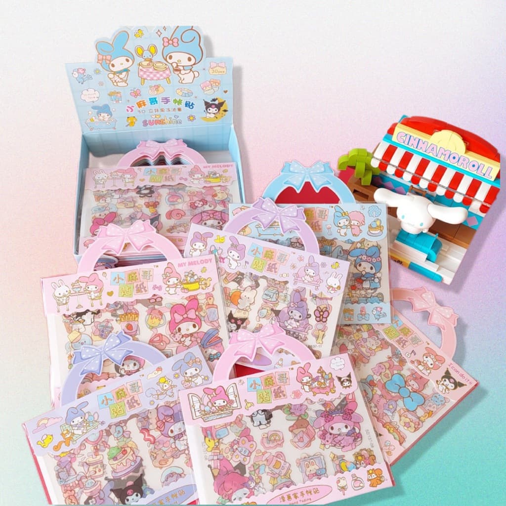 Cartela Adesivo Sanrio My Melody e kuromi bolsinha kawaii- Unidade
