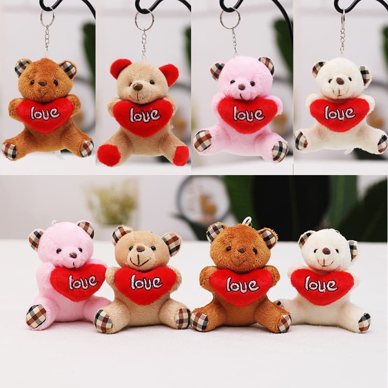 1 KIT / 6 Pecas Mini Pingente De Urso Conjunto PP Algodão Macio Recheado Bouquet De Brinquedos Doll Doll's Day Present