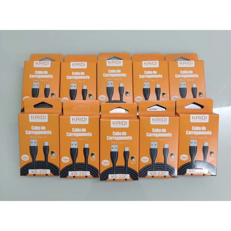KIT 5/10 Cabo USB Micro V8 / Type C / Lightning Iphone 2.4A 1M Kaidi - KD-22