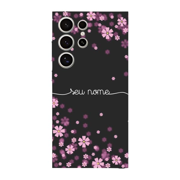 Capinha para Samsung S24 Ultra Anti Impacto Personalizada - Flores Lilás com nome