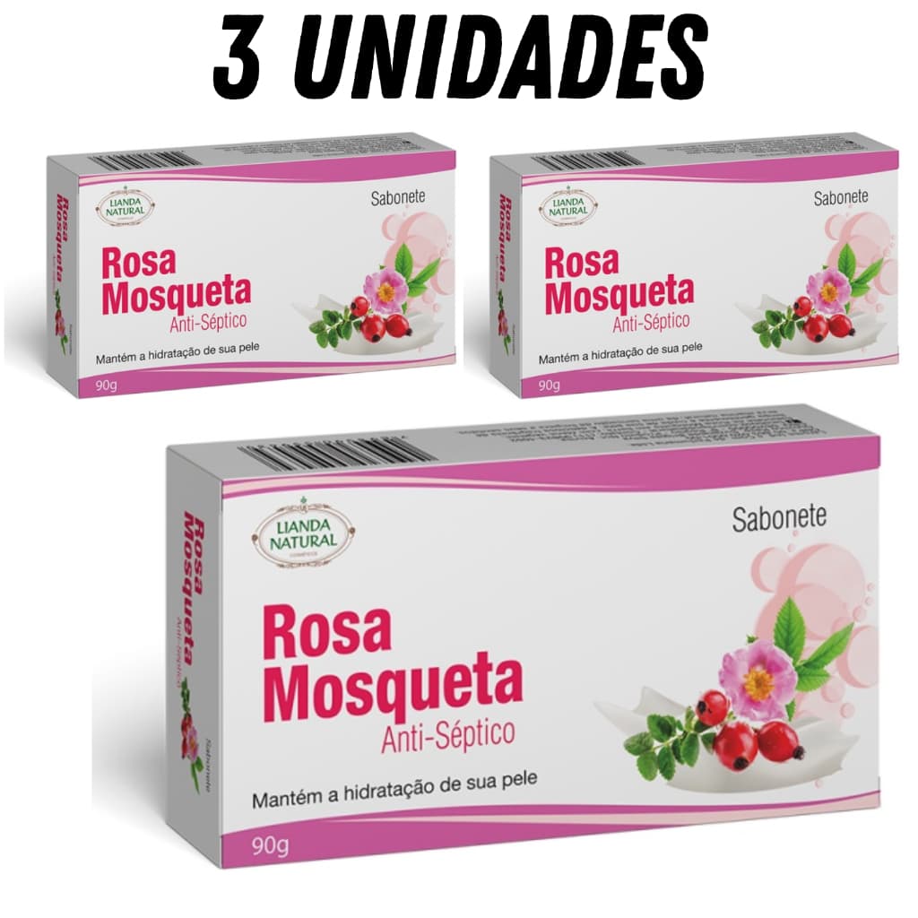 3x Sabonete de ROSA MOSQUETA Antisséptico Natural