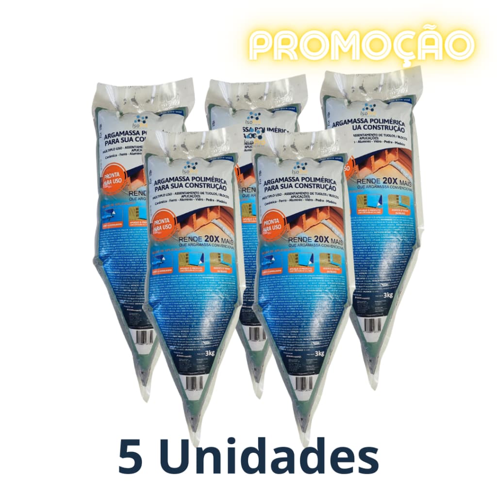Massa Polimérica IsoPró Cola Isopor® - 3kg (Pronta para uso) 5 Bisnagas