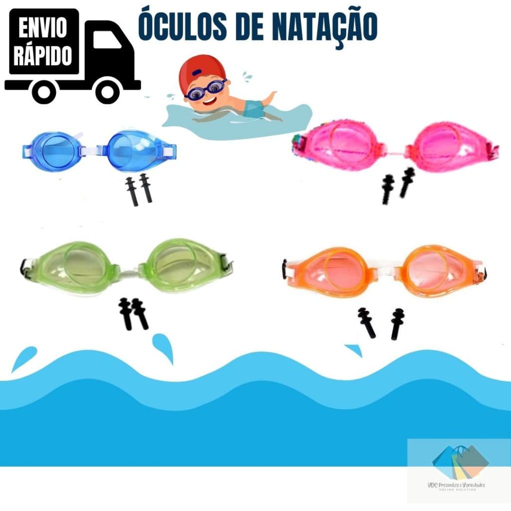 Óculos de Natação Nadar Infantil Com Proteção Auditivo Auricular Ouvido