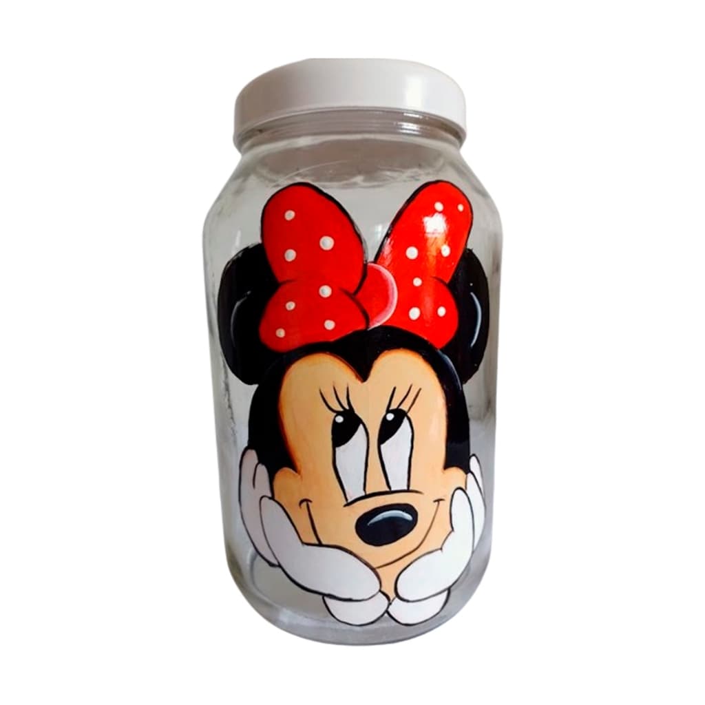 Pote de Vidro 3L Grande Mickey e Minnie Com Tampa