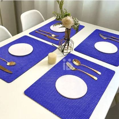 kit com 4 Jogo Americano  Antiderrapante Flex Resistente Azul