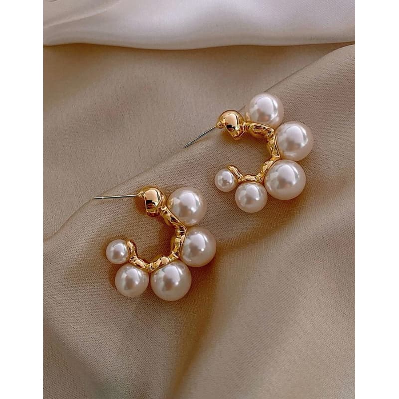 Brincos de Argola Em Pérola Chique Para Noivas, Casamento, Festas, Casual Formatura Brinco Argola Dourado Bolinha Pérola