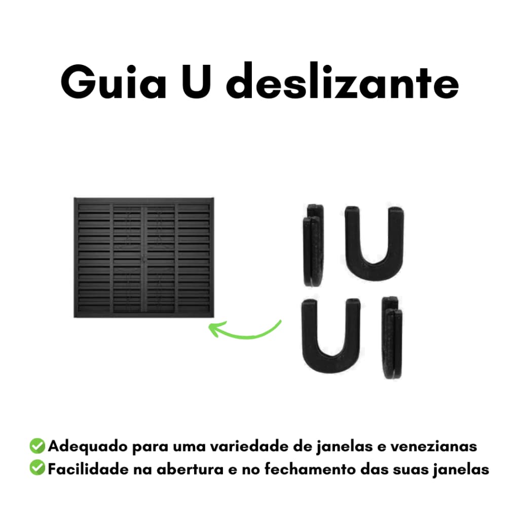 Guia U Deslizante Para Janela E Veneziana Sem Aba 36 Peças
