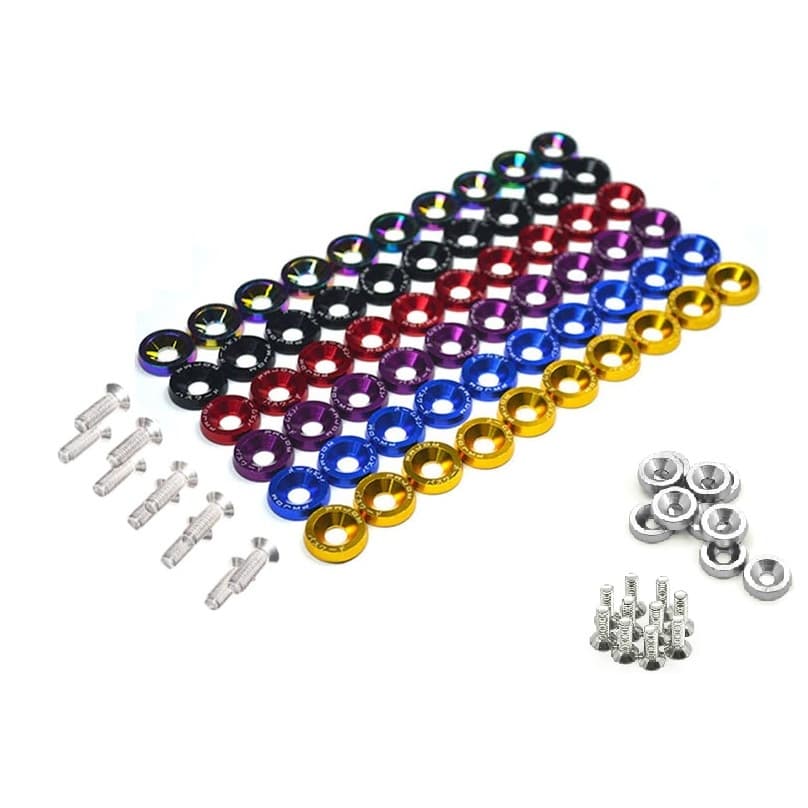 Kit 10 Peças Parafusos E Arruelas Anodizadas Jdm Fender Washers Motor M6X20MM Tuning De Motor Visual Esportivo rebaixado