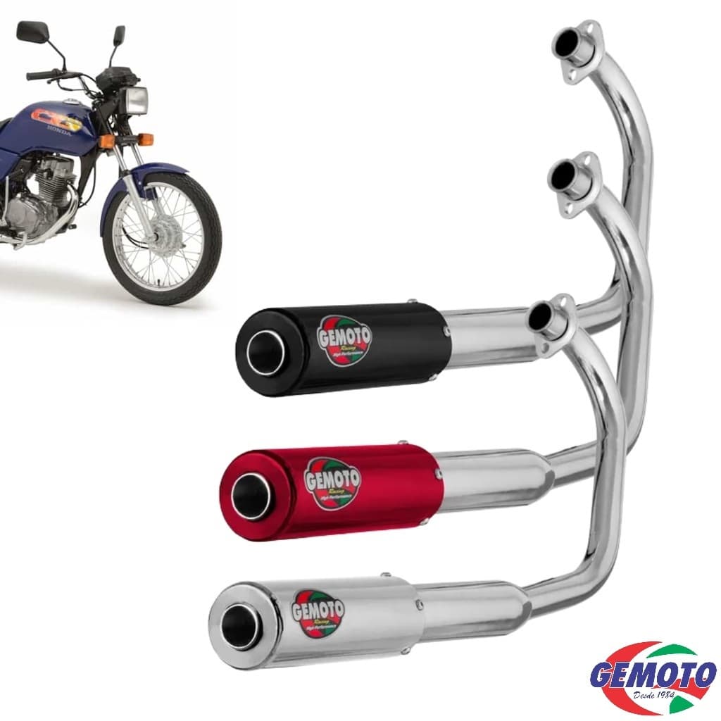 ESCAPAMENTO GEMOTO RACING CROMADO VARIAS MOTOS