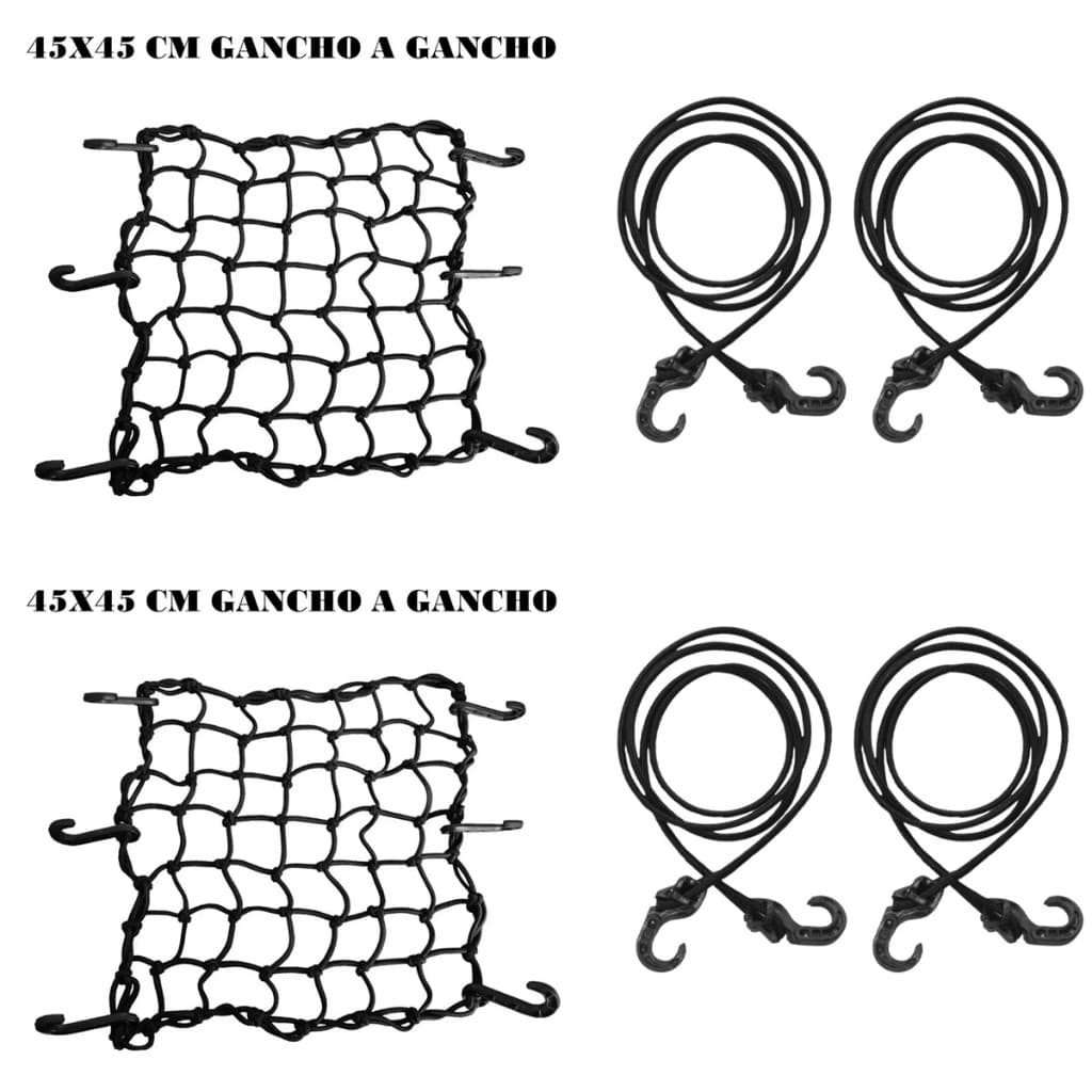 2 Redinha Aranha Moto 45x45 Gancho A Gancho + 4 Elastico Extensor 1 Metro