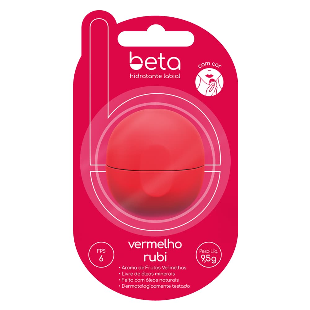 Hidratante Labial Beta Frutas Vermelhas Cor Vermelho Rubi – Hidratação Profunda com FPS 6