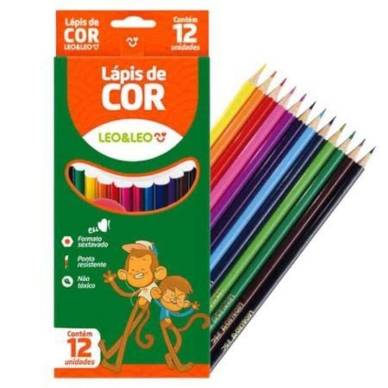 Lápis de Cor Sextavado 12 Cores 4527 LEO E LEO