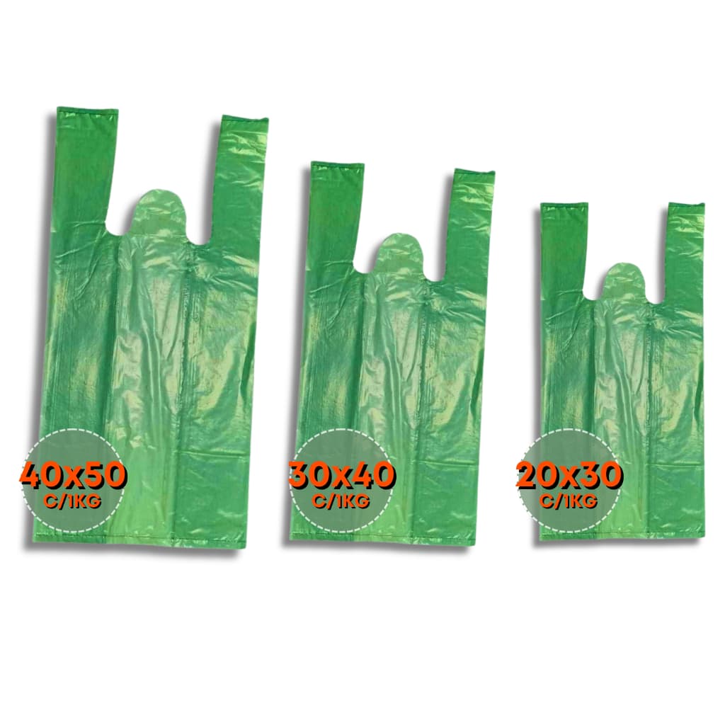 Sacola Plástica Verde Reciclada 1kg Reforçada | Tamanhos 30x4030X40 / 35X45 / 40X50 / 45X60 / 50X70