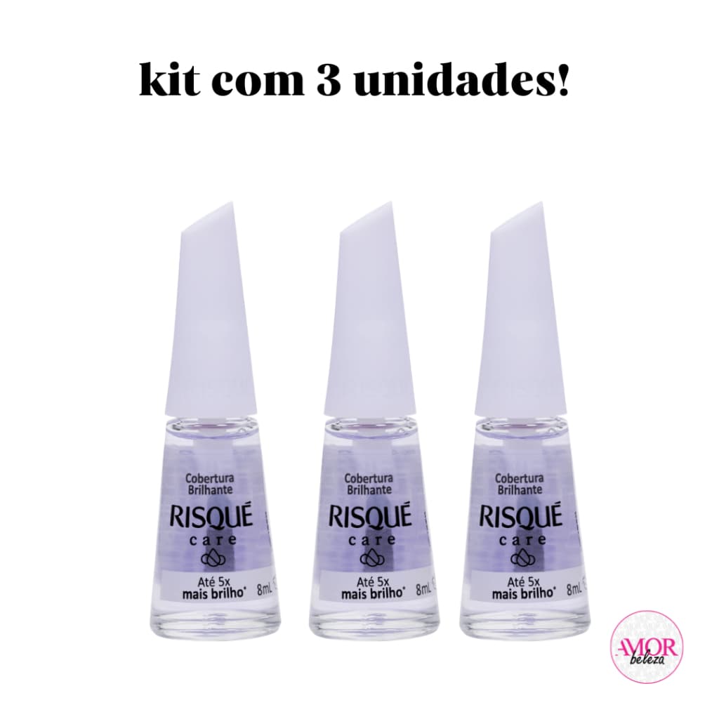 Kit Esmalte Risqué Care Cobertura Brilhante 8ml 3 Unidades 5x Mais Brilho.