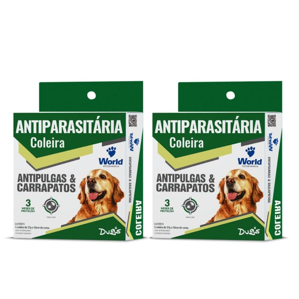 Kit 2 Coleira para cachorro Anti Pulgas Carrapatos