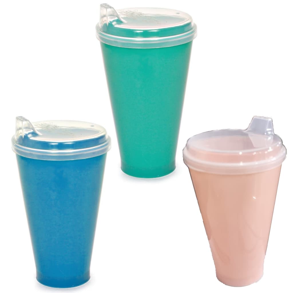 10 Copo Infantil C/ Tampa Bico Escolar P/ Água Suco 400 Ml Promoção