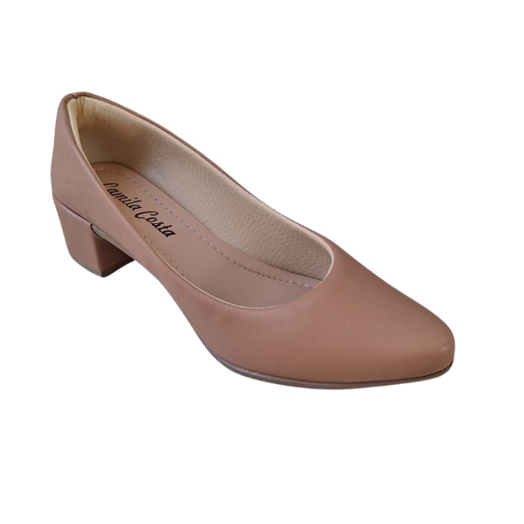Sapato Social Feminino Feminina Scarpin Scarpan Salto Médio Alto Bloco Bico Fino Confortável Confort ref.040