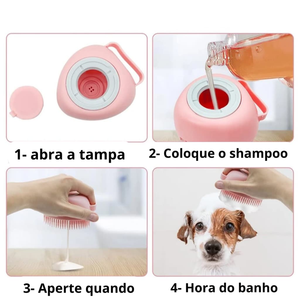Escova massageadora para banho Pet