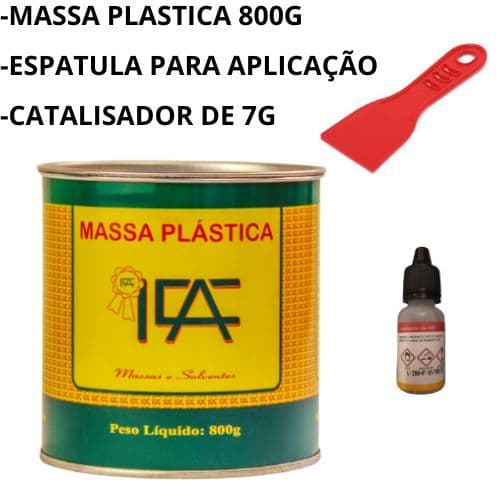 Massa Plastica ICA de 800g com Espula de Plastico Para Aplicação e Catalisador